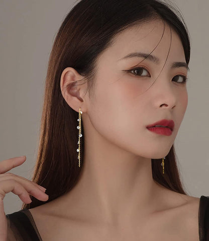 925 Sterling Silver Sparkling CZ Droplet Dangle Earrings for Women Teens Elegant Wedding Dangling Earrings Threader Tassel