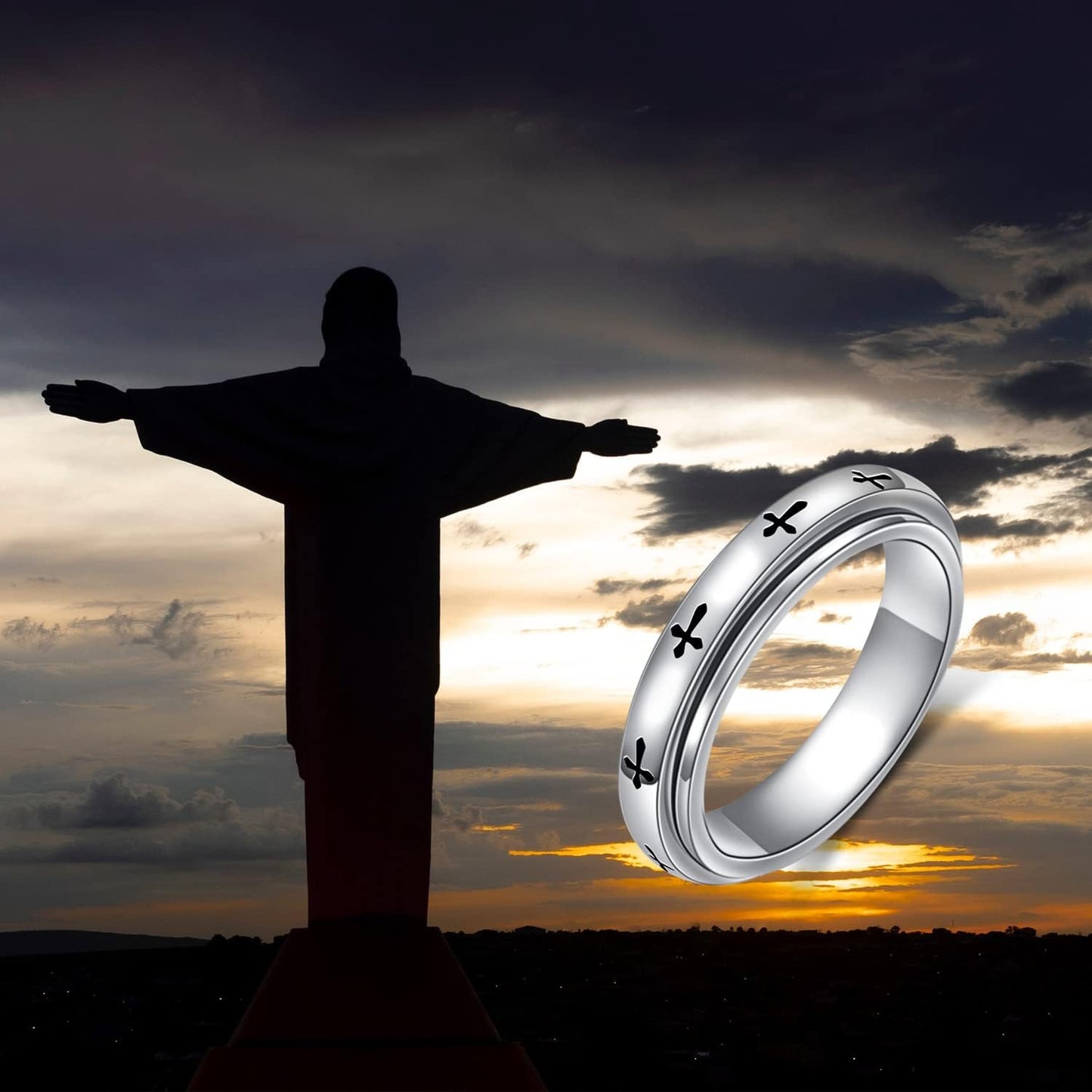 Spinner Rings for Anxiety,S925 Sterling Silver Fidget Anxiety Worry Relieving Boredom ADHD Autism Band Rings for Teen Girls