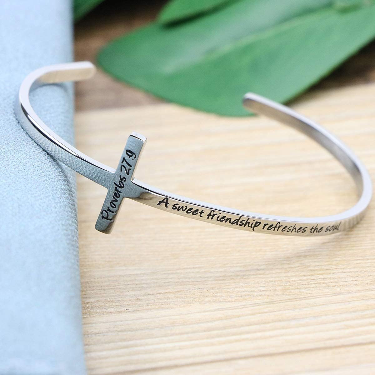 𝐂𝐫𝐨𝐬𝐬 𝐁𝐫𝐚𝐜𝐞𝐥𝐞𝐭 Religious Cuff Bangle 𝐁𝐢𝐛𝐥𝐞 𝐕𝐞𝐫𝐬𝐞 Christian Gifts Jewelry for 𝐖𝐨𝐦𝐞𝐧