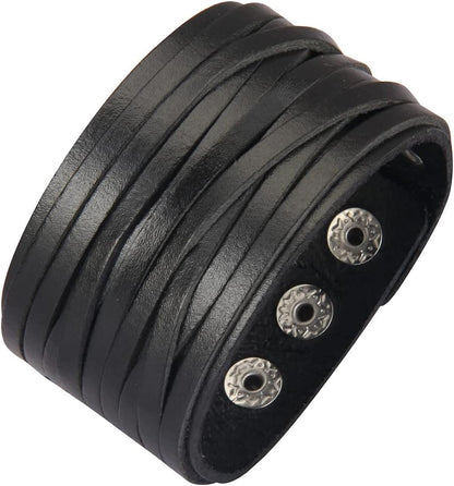 Leather Cuff Bracelet Punk Braided Bracelets Rock Leather Wristbands Faux Mens Leather Bracelet Gothic Viking Bangle Adjustable Wrap Bracelet for Women,Men