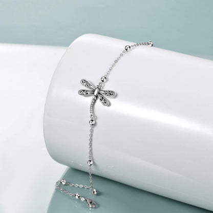 Beads Anklet Sterling Silver Dragonfly/Sunflower/Sloth/Otter/Butterfly Ankle Bracelets Jewelry for Women Gifts