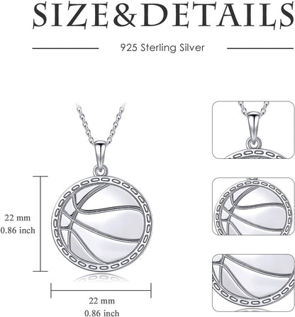 925 Sterling Silver Inspirational Cross Basketball Pendant Necklace