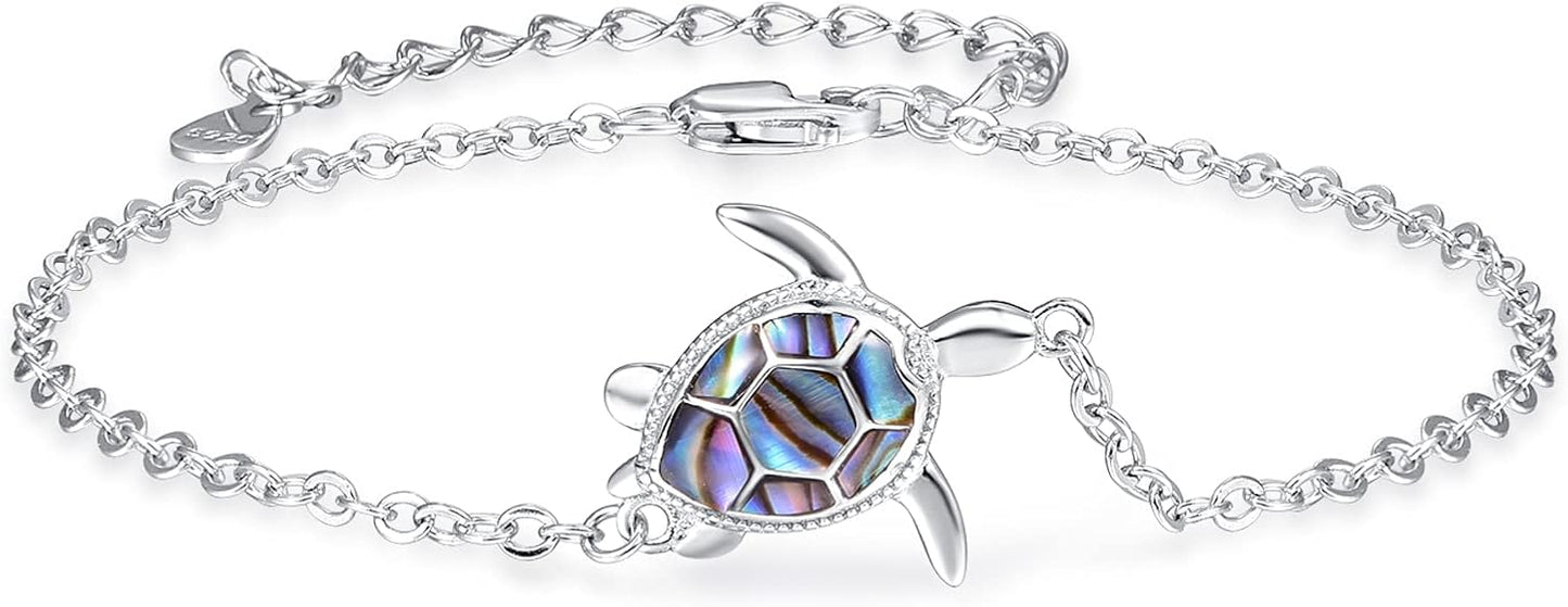 Sea Turtle Bracelet for Women 925 Sterling Silver Turtle Bracelet Adjustable Ocean Beach Bracelet Sea Turtle Jewelry Gifts