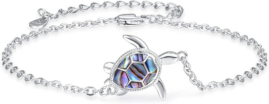 Sea Turtle Bracelet for Women 925 Sterling Silver Turtle Bracelet Adjustable Ocean Beach Bracelet Sea Turtle Jewelry Gifts