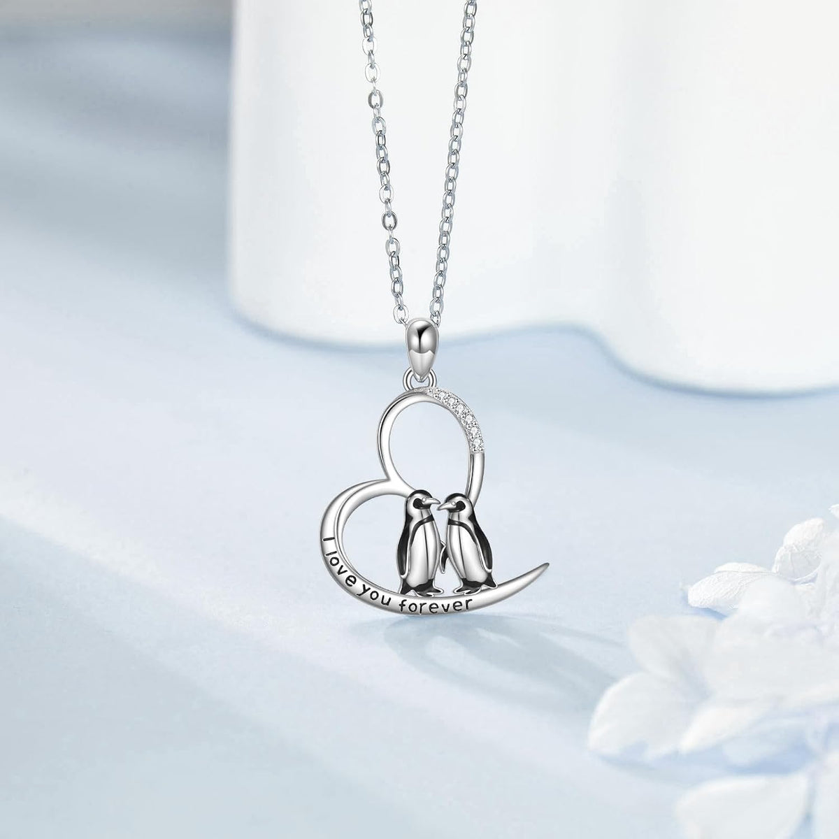925 Sterling Silver Penguin Pendant Necklace