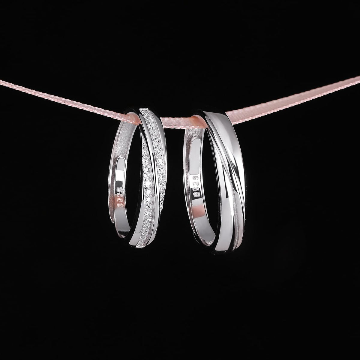 925 Sterling Silver Adjustable Matching Couple Rings– Set of 2