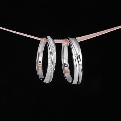 925 Sterling Silver Adjustable Matching Couple Rings– Set of 2