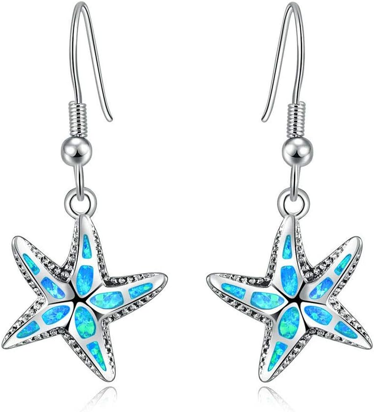 Dangle Drop Earrings for Women Girls 18K Gold Plated Opal Earrings Sea Jewelry Ocean Earrings