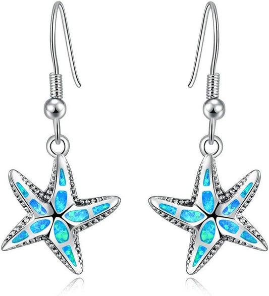 Dangle Drop Earrings for Women Girls 18K Gold Plated Opal Earrings Sea Jewelry Ocean Earrings