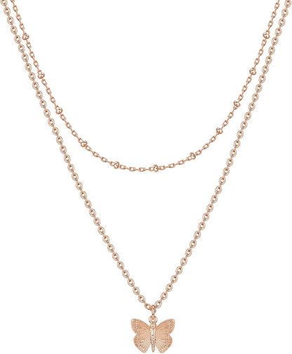 14K Gold Plated Layering Necklaces | Stylish Minimalist Design Pendant Necklaces | Butterfly, Heart, Lock, Evil Eye, Coin, Lightning Bolt, Circle, Cross Pendants for Women