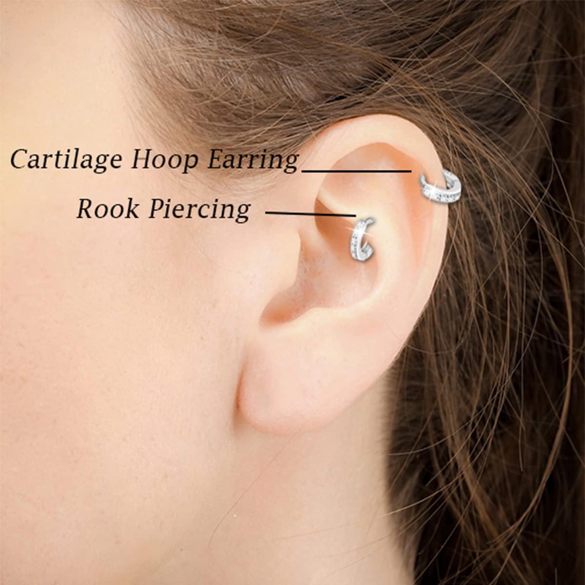 Tiny Huggie Hoop Earrings 925 Sterling Silver CZ Cubic Zirconia 5Mm Small Cartilage Hugging Earring Mini Hoop Rook Daith Forward Helix Snug Tragus Piercing for Women