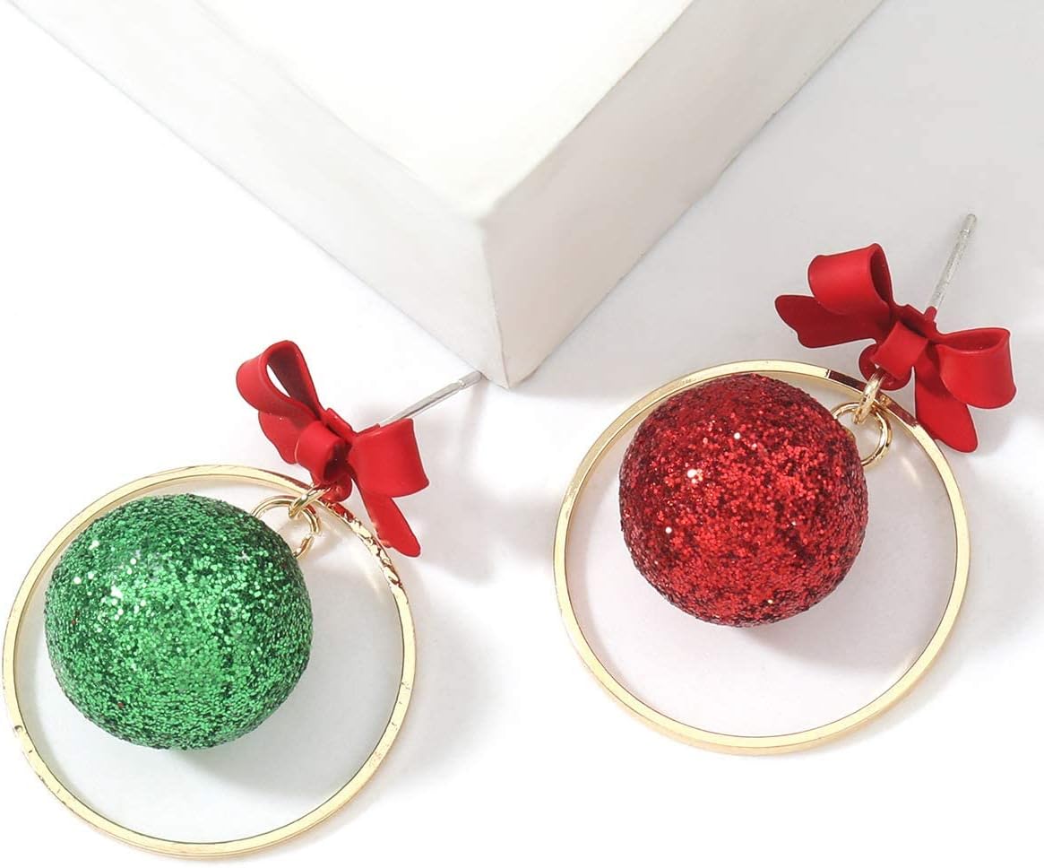 Christmas Earrings for Women - Christmas Ball, Christmas Tree, Green Leaf, Knit Earrings Holiday Jewelry