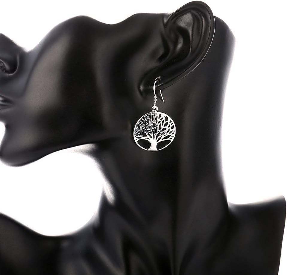 Tree of Life Earrings,Fashion Jewelry Sterling Silver Plated Tree Pendants Drop Dangle Earrings Necklace Set
