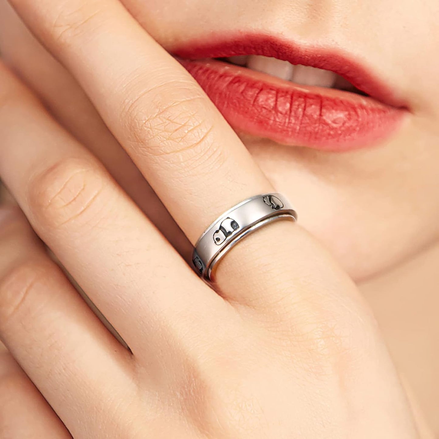 Spinner Rings for Anxiety,S925 Sterling Silver Fidget Anxiety Worry Relieving Boredom ADHD Autism Band Rings for Teen Girls