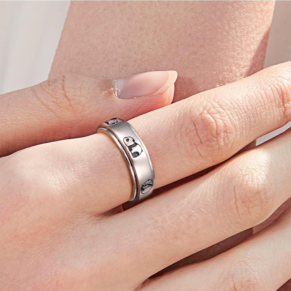 Spinner Rings for Anxiety,S925 Sterling Silver Fidget Anxiety Worry Relieving Boredom ADHD Autism Band Rings for Teen Girls