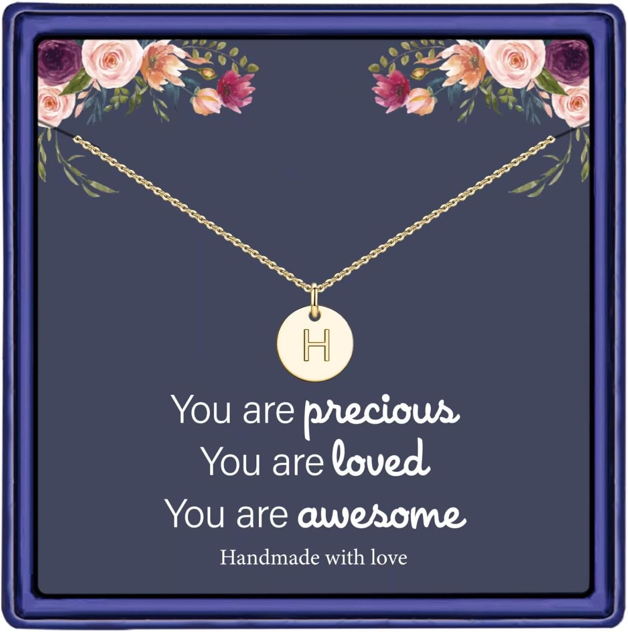 Disc Initial Necklace Gifts for Girls - 14K Gold Filled/Rose Gold/S925 Sterling Silver Disc Initial Necklaces Personalized Birthday Gift Tiny Initial Necklace Jewelry for Girls Women