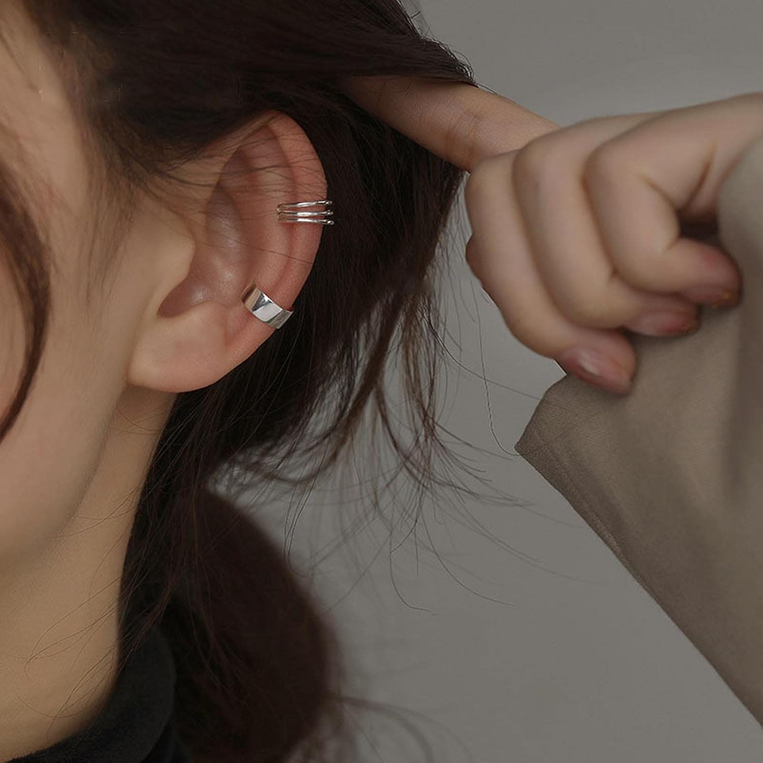 Boho Cartilage Ring Earrings Double Lines Ear Cuffs Set Minimalist Fake Helix Earcuff Earrings Simple No Piercing Earrings Jewelry for Women