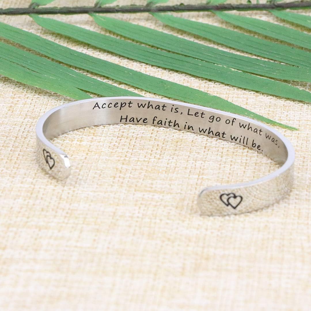 Christian Bracelets for Women Inspirational Encouragement Gift Accept What Is, Let Go of What Was, Have Faith in What Will Be