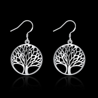 Tree of Life Earrings,Fashion Jewelry Sterling Silver Plated Tree Pendants Drop Dangle Earrings Necklace Set