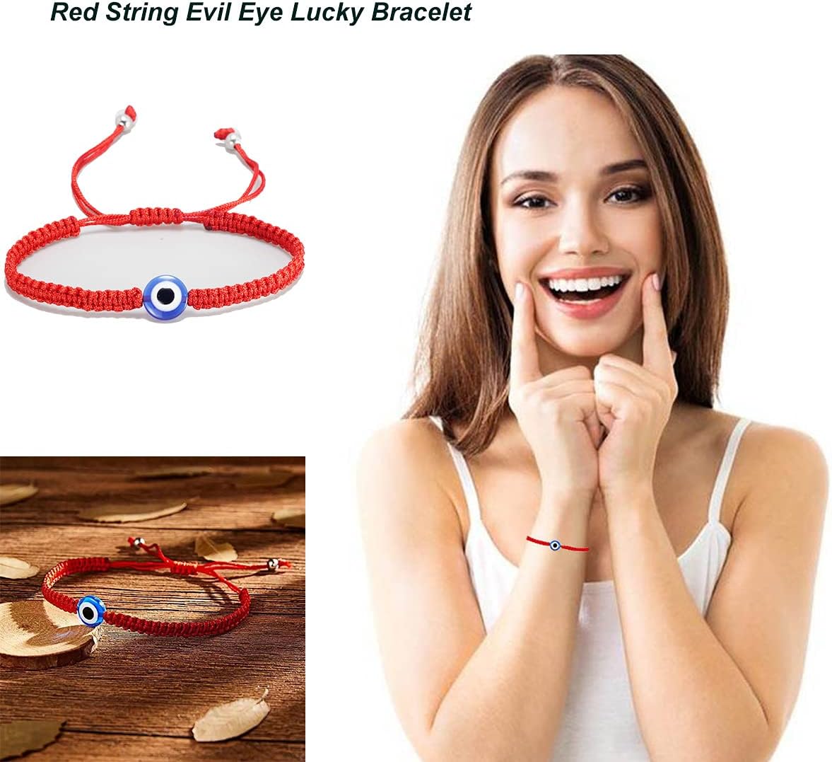 16 Set Evil Eye String Kabbalah Bracelets 7 Knots Bracelets Adjustable Hand-Woven Red Rope Cord Thread Braided Bracelet Protection Lucky Amulet Bracelet for Women Men