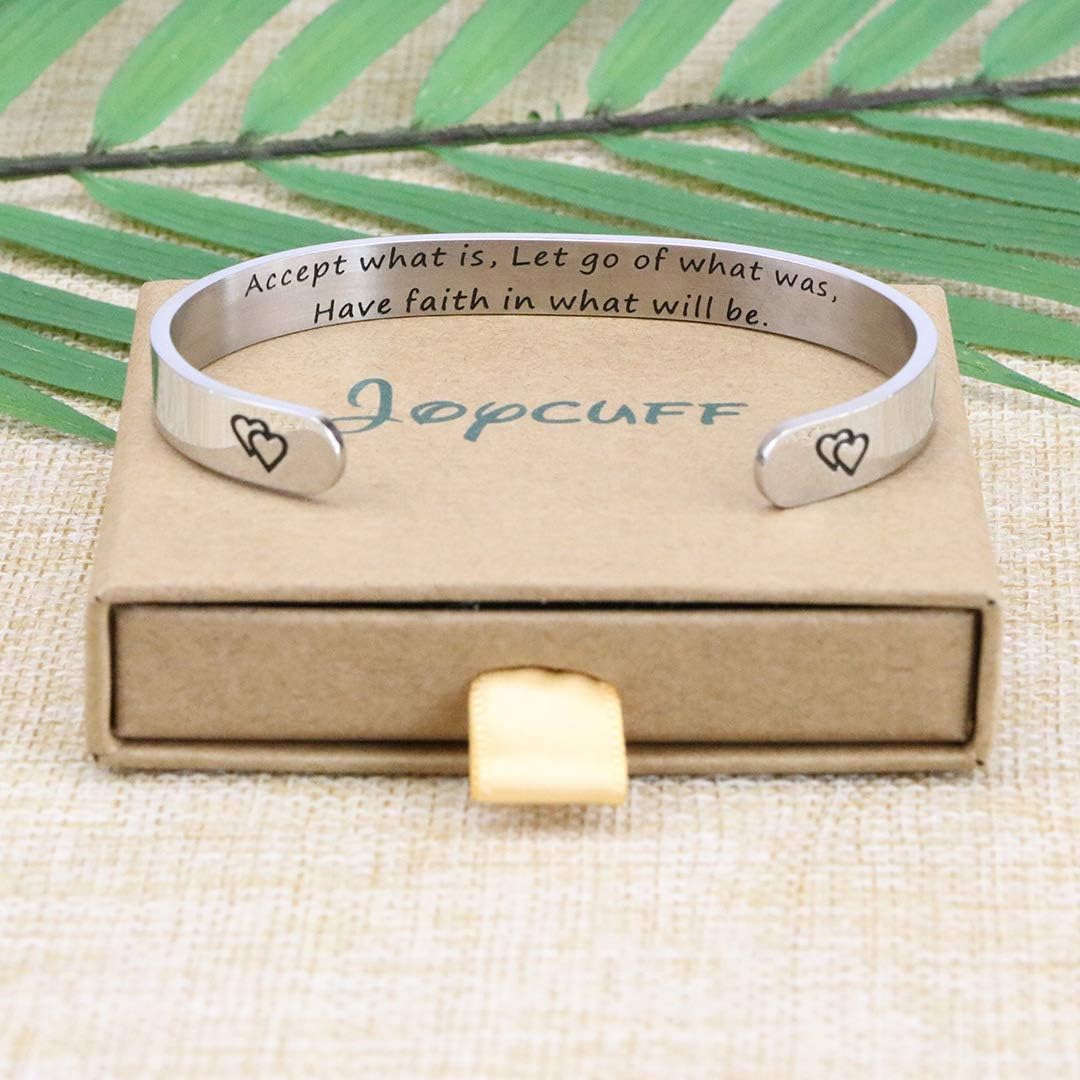 Christian Bracelets for Women Inspirational Encouragement Gift Accept What Is, Let Go of What Was, Have Faith in What Will Be