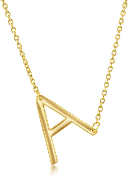 Sideways Initial Necklaces for Women | 14K Gold and Silver Letter Necklaces | Unique Birthday Gift | Trendy Jewelry | Dainty Handmade Necklaces for Women