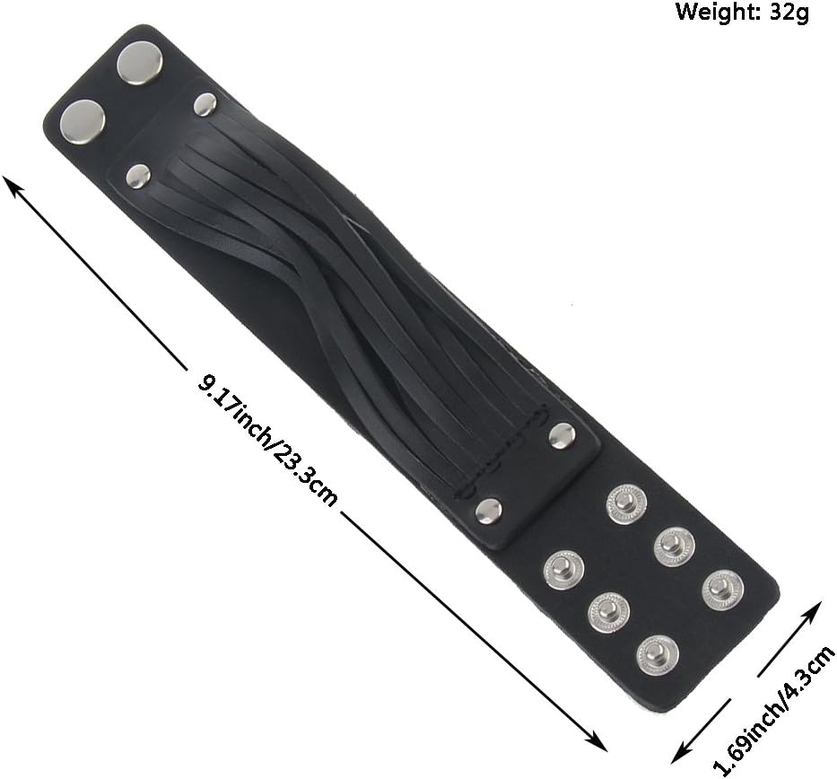 Leather Cuff Bracelet Punk Braided Bracelets Rock Leather Wristbands Faux Mens Leather Bracelet Gothic Viking Bangle Adjustable Wrap Bracelet for Women,Men