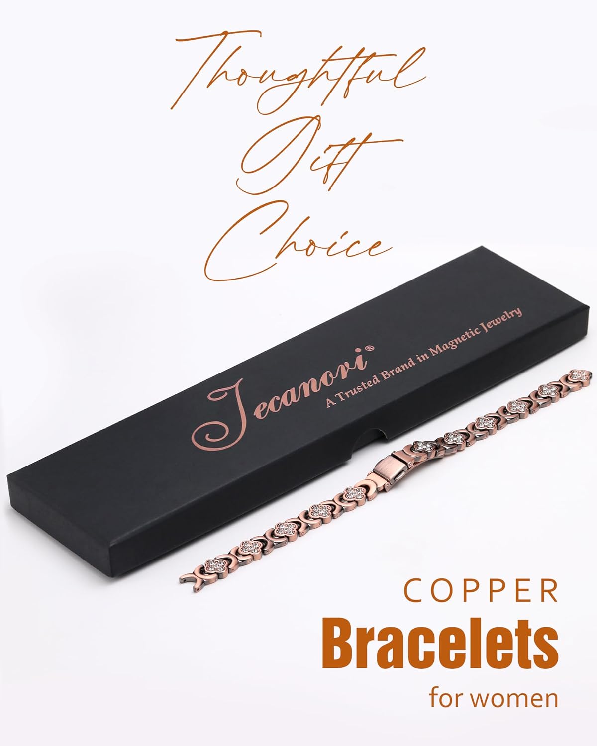 Pure Copper Bracelet for Women, Ultra Strength Magnetic Therapy Bracelets with 3800 Gauss Magnets，Four-Leaf Clover Jewelry