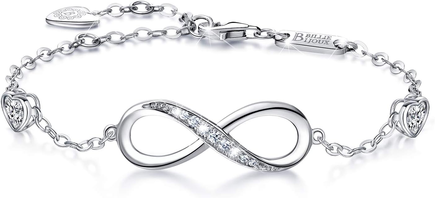 Infinity Love Bracelets for Women 925 Sterling Silver Womens Bracelet Love Symbol Charm Adjustable Bracelet Jewelry