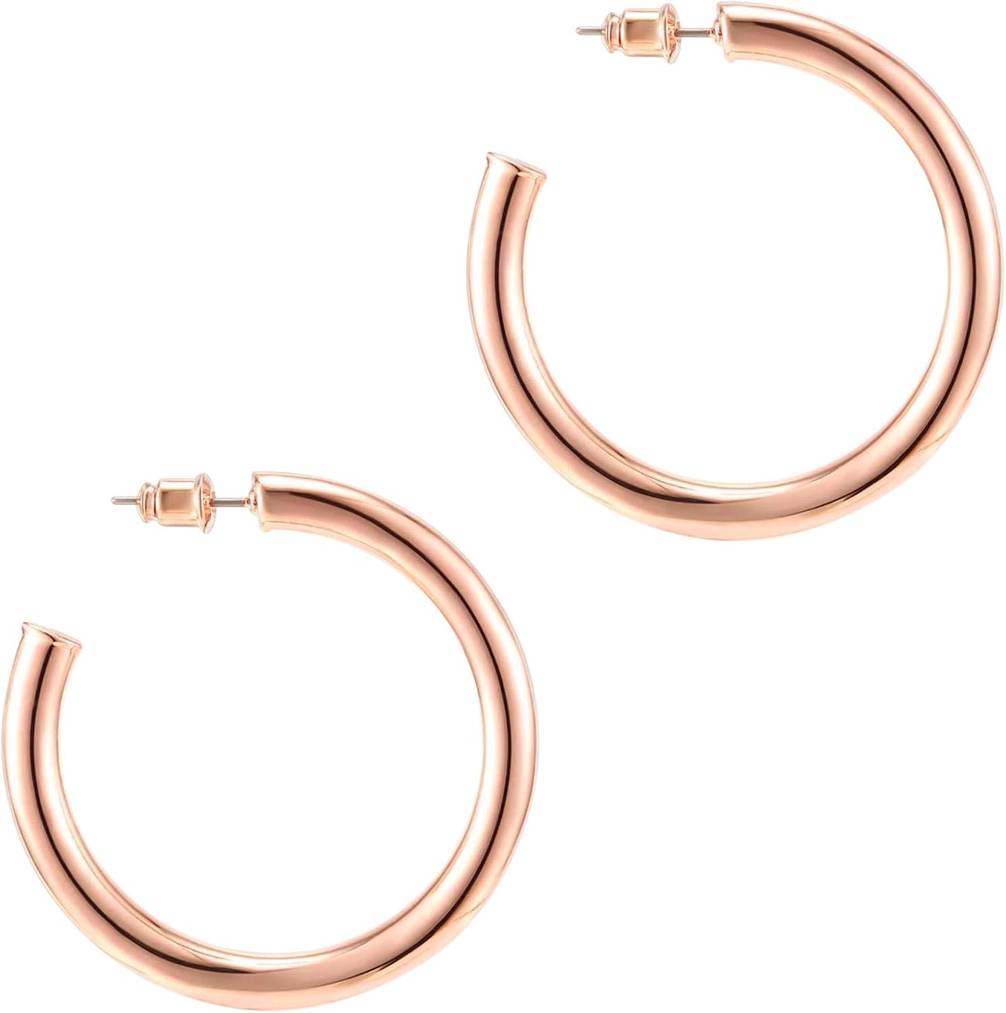 14K Gold Plated Hoop Earrings for Women - 3.5Mm Thick Infinity Gold Hoops Women Earrings - Plated Loop - Lightweight Set