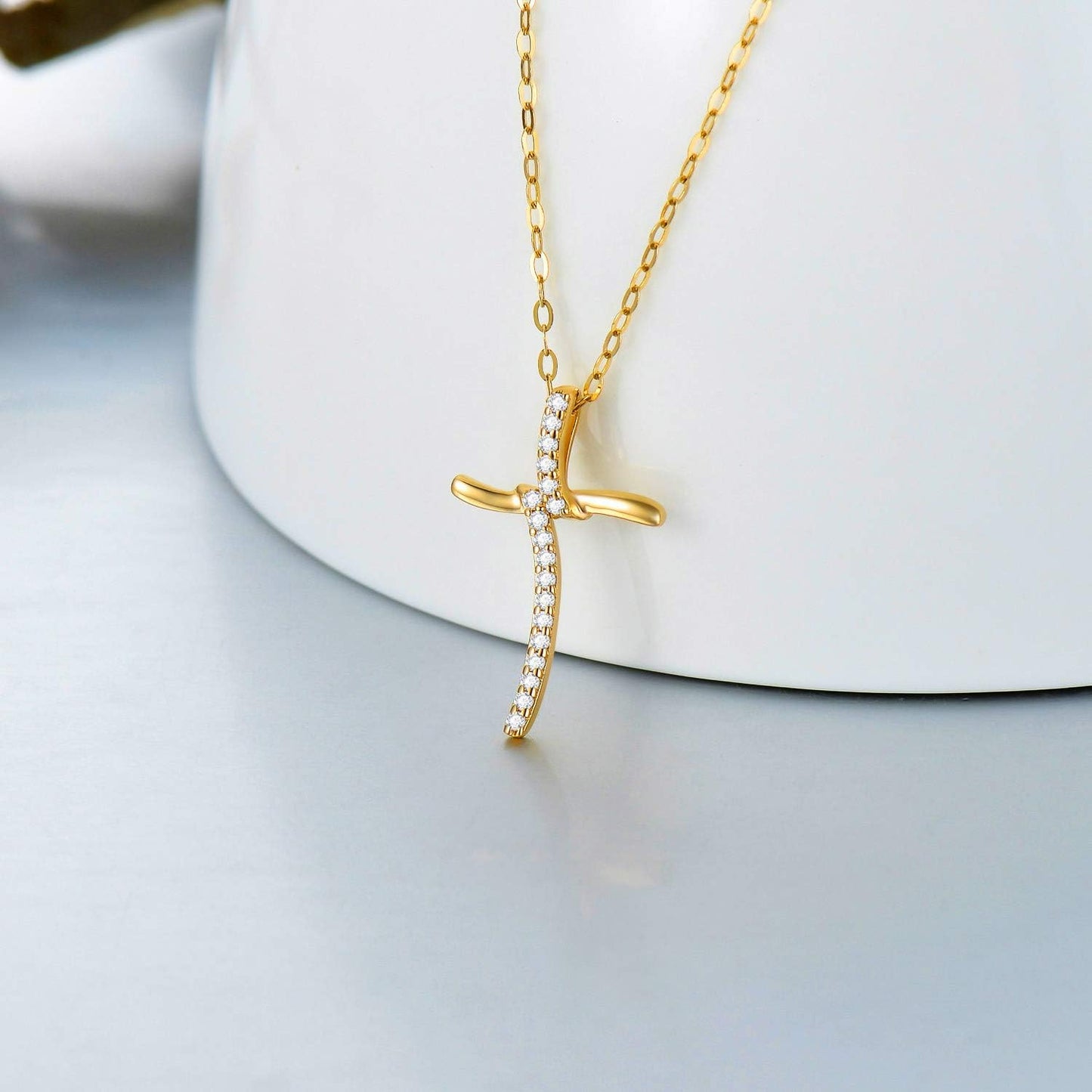 14K Solid Gold Cross Necklace for Women Infinity Cross Pendant Gold Necklaces for Women 16+2 Inch
