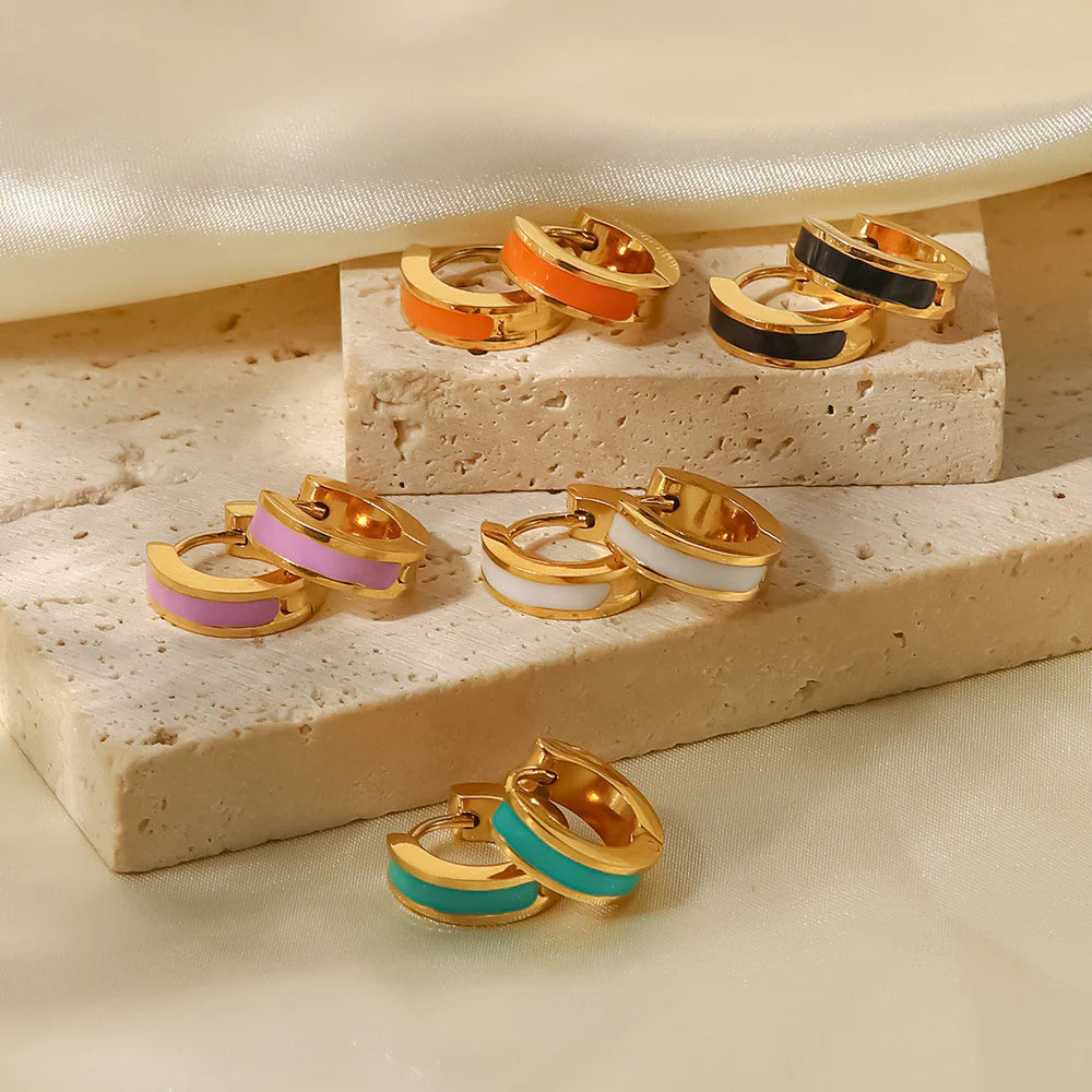 Orange C-Shaped Hoop Earrings