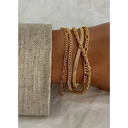 Gold Bracelets for Women, 14K Gold Plated Jewelry Sets for Women Trendy Thin Dainty Stackable Cuban Link Paperclip Chain Bracelet Pack Fashion Accessories Gifts