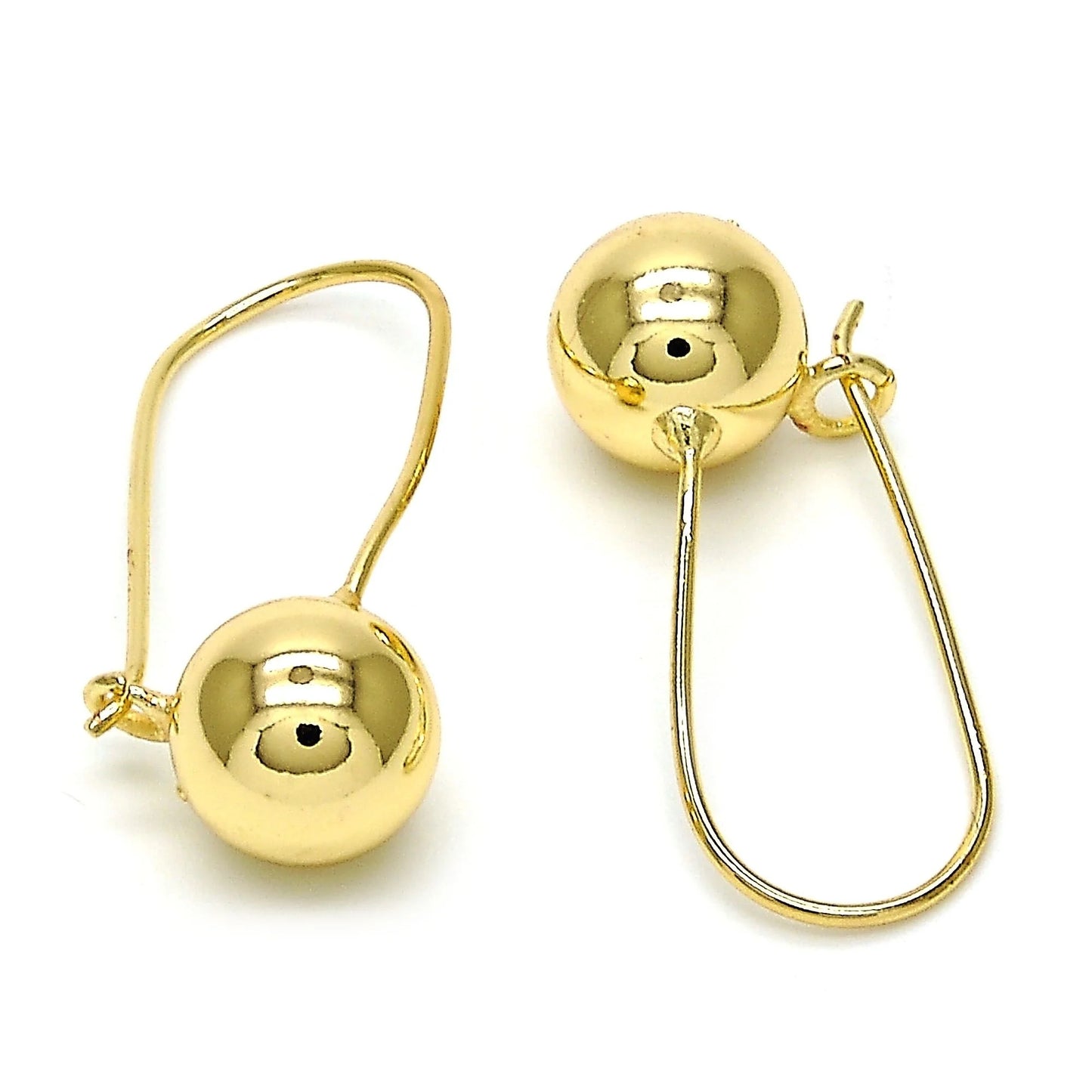 14K Gold Filled High Polish Finsh Leverback Earring, Ball Design, Polished Finish, Golden Tone