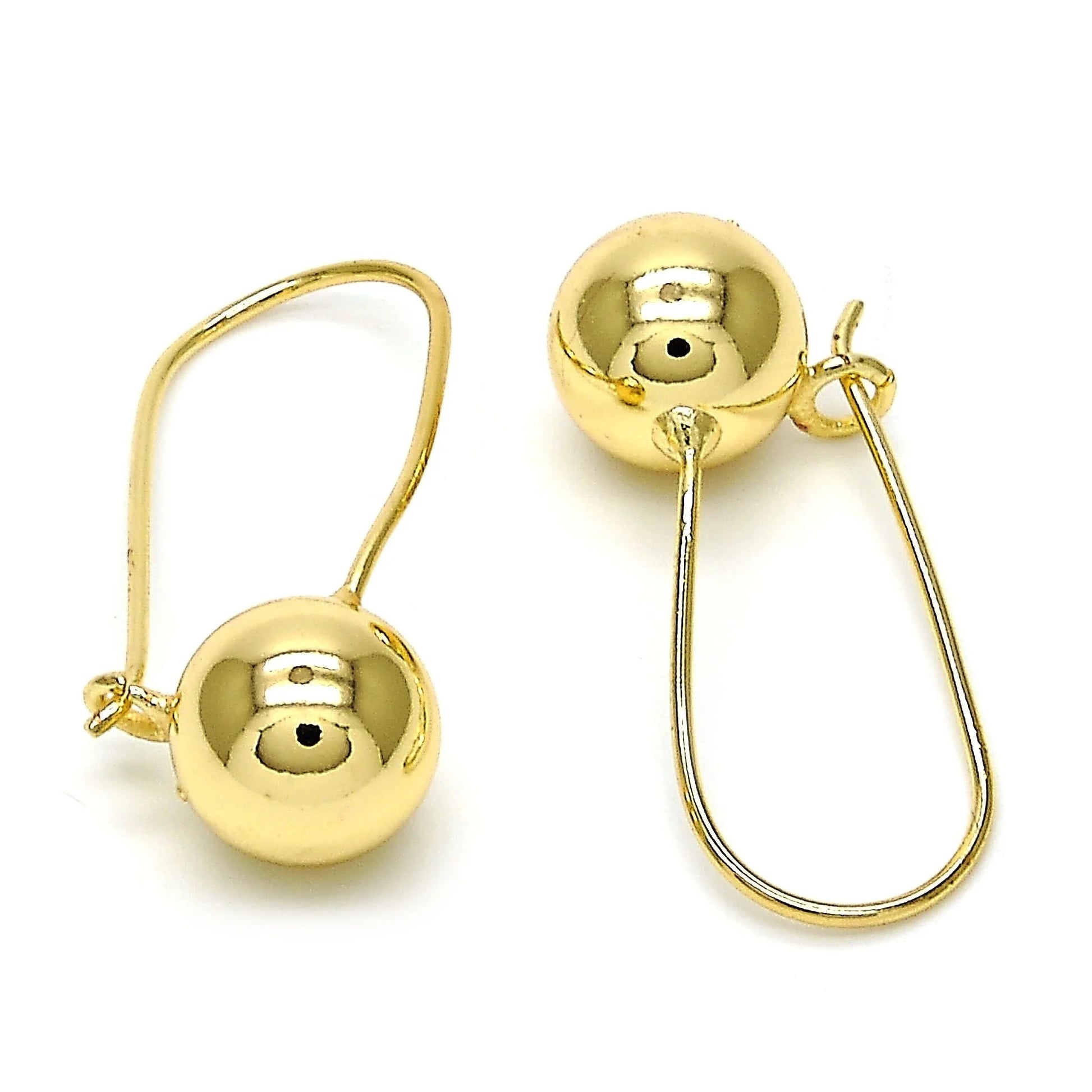 14K Gold Filled High Polish Finsh Leverback Earring, Ball Design, Polished Finish, Golden Tone