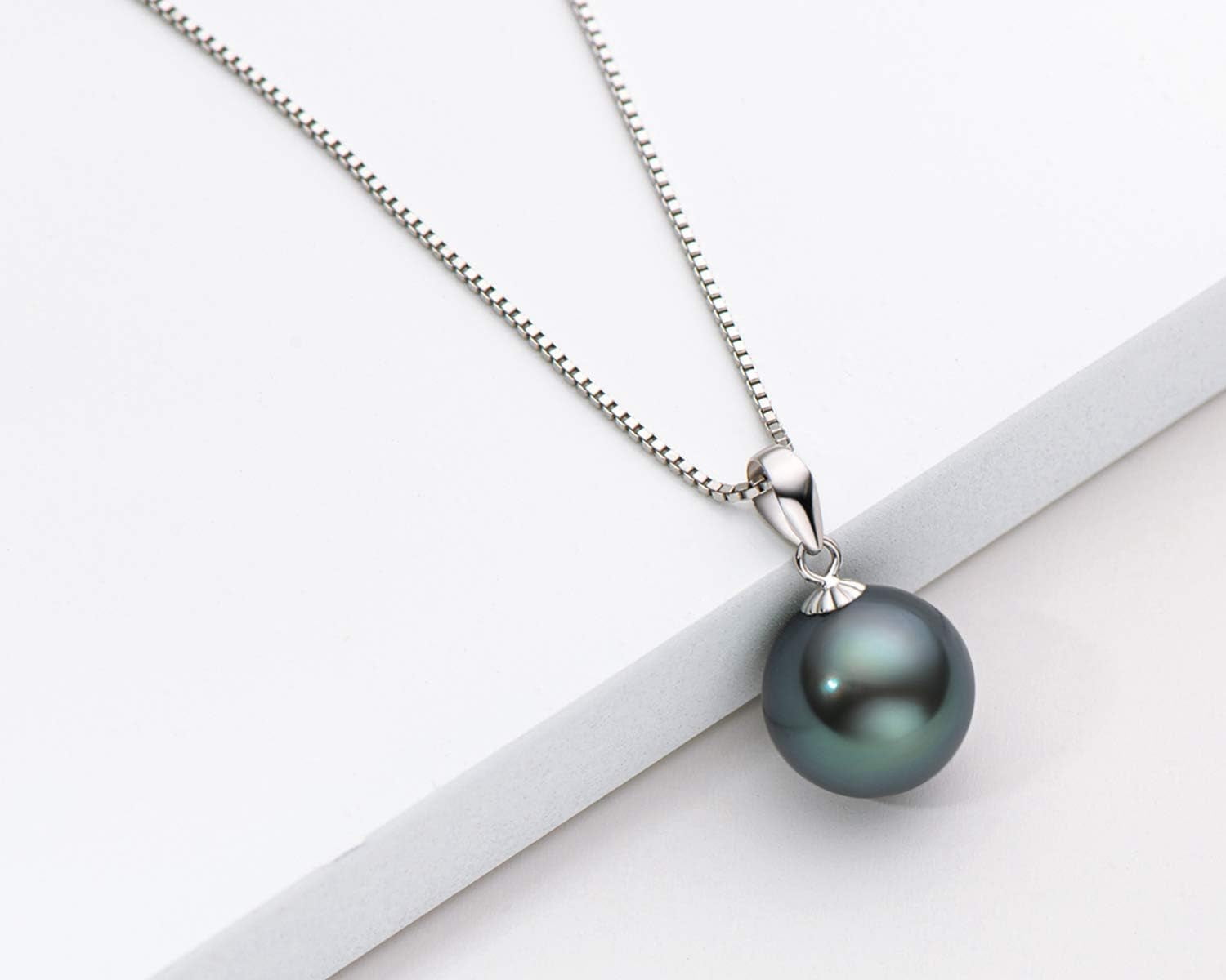 Black Pearl Necklace for Women, AAAA Quality Genuine Tahitian Cultured Pearls 18K Gold Pendant with 925 Sterling Silver Chain, Jewelry Gifts for Wife Mom Daughter