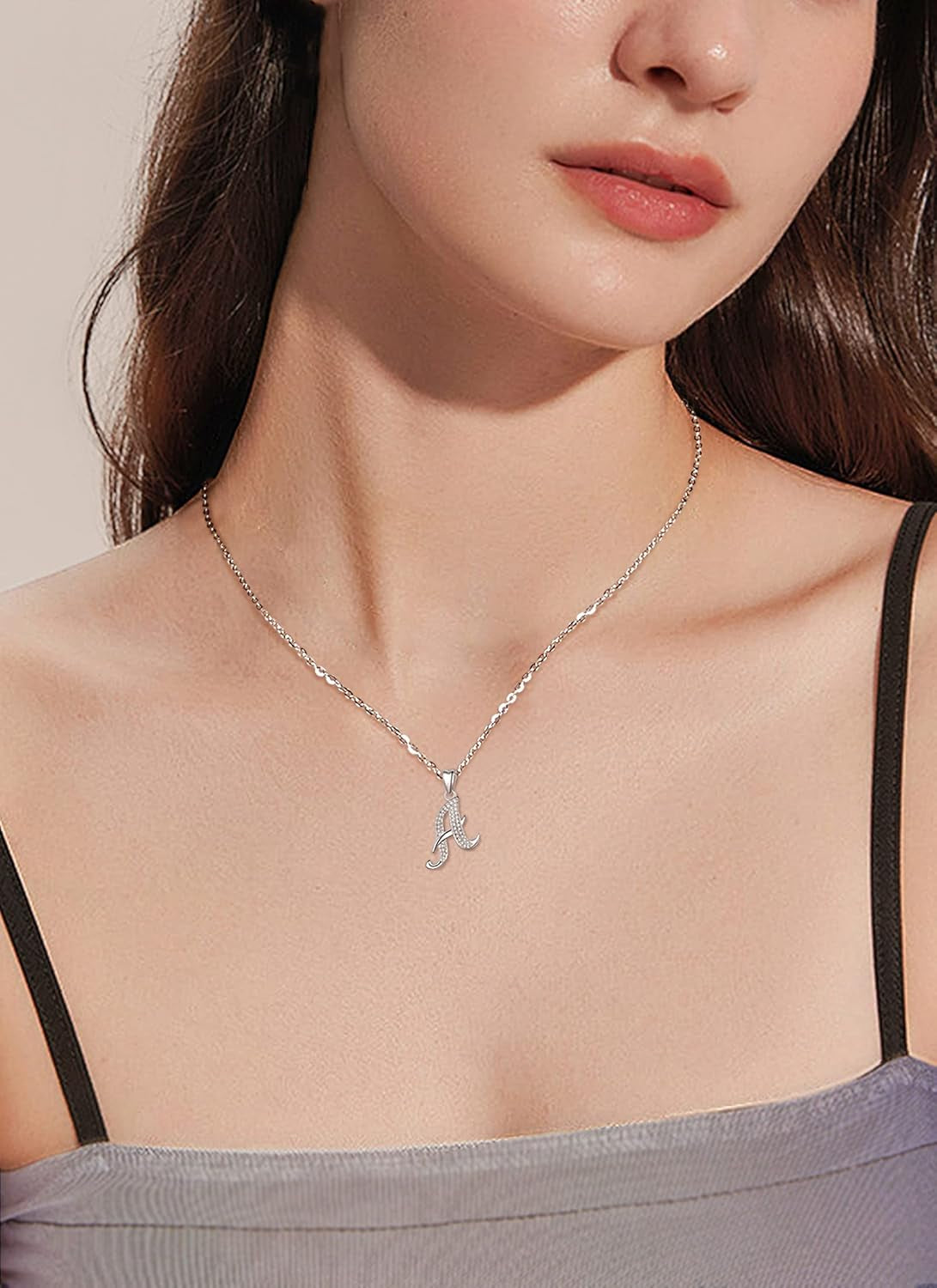 925 Sterling Silver Initial Necklaces for Women, 26 Letters Pendants Necklace Gift for Mother, Daughter, Wife, 18 Inch Chain