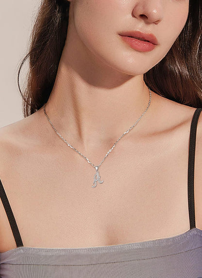925 Sterling Silver Initial Necklaces for Women, 26 Letters Pendants Necklace Gift for Mother, Daughter, Wife, 18 Inch Chain
