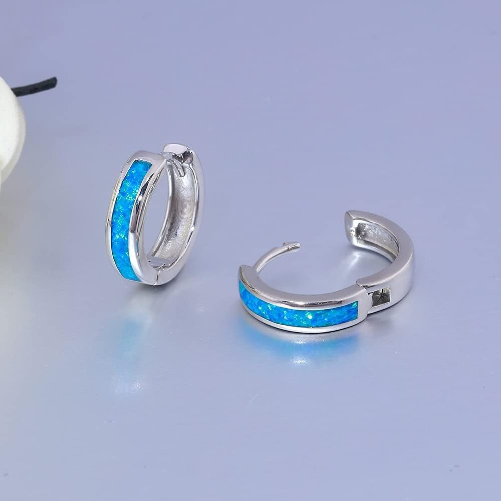 Huggie Earrings Opal Hinged Hoop Earrings Gold Plated Hypoallergenic Small Hoop Earrings for Women Teen Girls Men Sensitive Ears