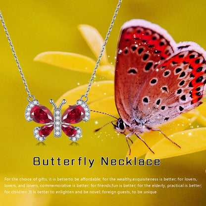 925 Sterling Silver Birthstone Necklace,Butterfly Pendant Necklace Fine Jewelry Anniversary Birthday Christmas Gifts for Women