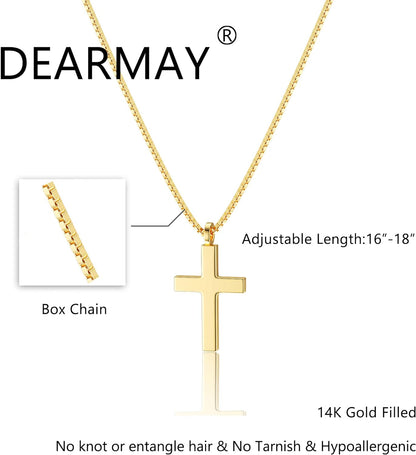 Dainty Cross Necklace for Women, Dainty 14K Gold Filled/Silver Cross Necklaces F