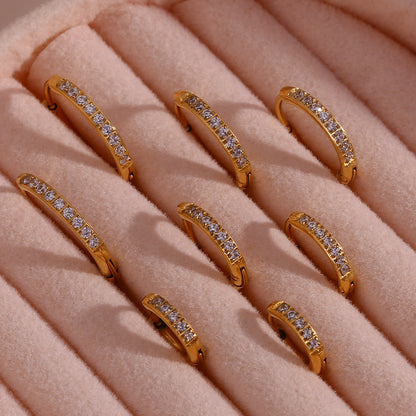 Women'S Fashion Titanium Steel Rounded Edge Zircon Earrings