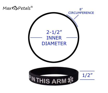 4 PACK - Lymphedema Alert "NO NEEDLES or BP THIS ARM" Wristbands