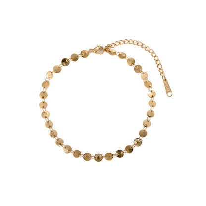 Popular Vintage Bracelet 18K Gold Plated Chain Stainless Steel Waterproof Handmade Disc round Bracelet for Women