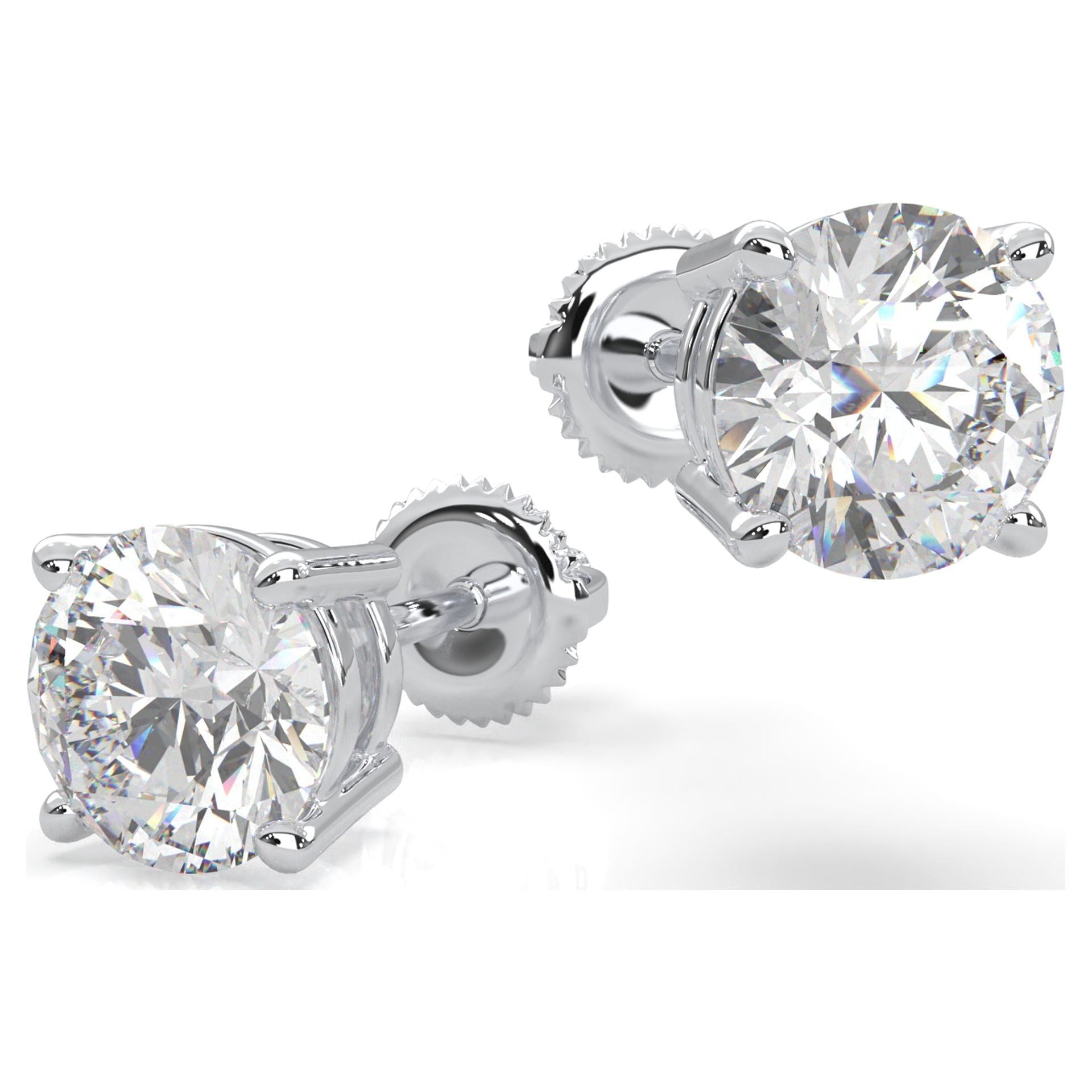 Moissanite Stud Earrings, 0.3Ct-4.00Ct DF Color Brilliant round Cut Lab Created Diamond Earrings 18K White Gold Plated Silver Screw Backs for Women Men