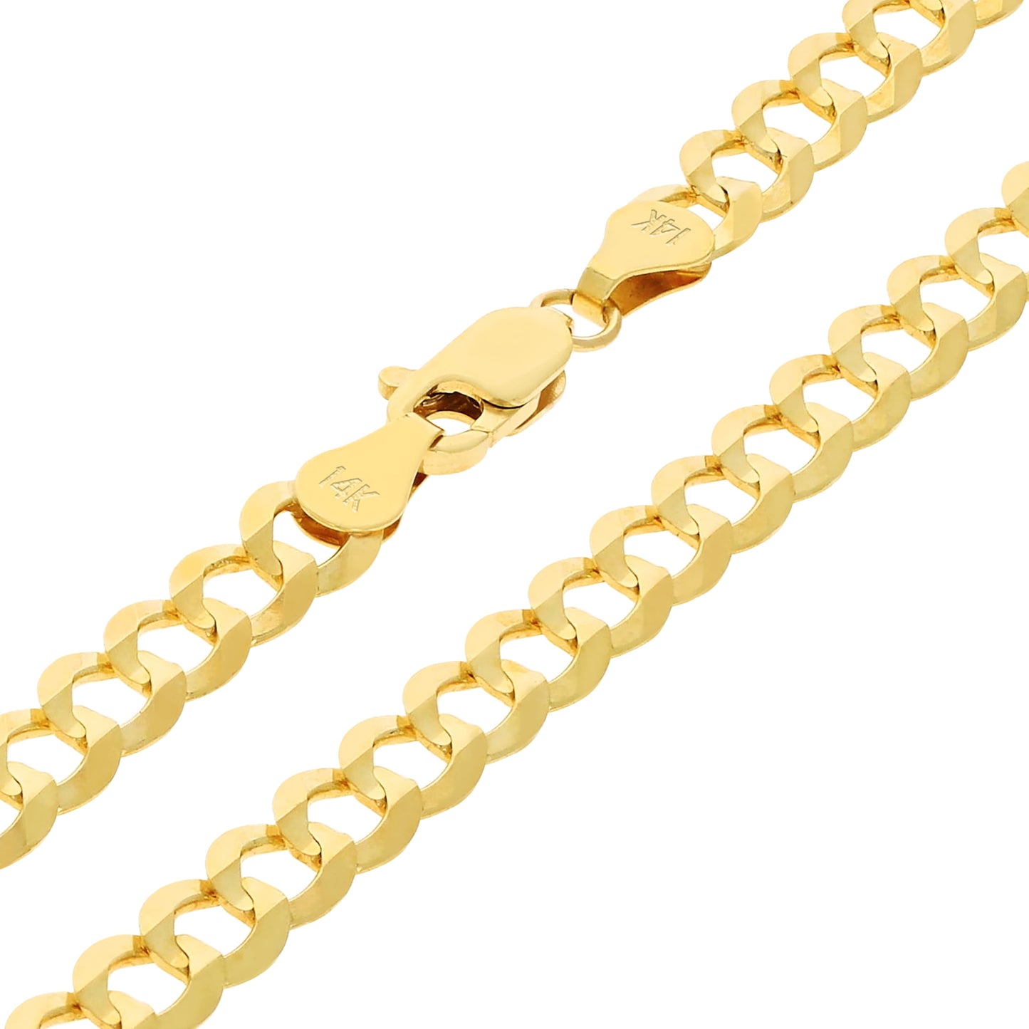 14K Real Yellow Gold Solid Cuban Curb Link 6Mm Chain Bracelet (7"-9") Italian Jewelry for Men & Women