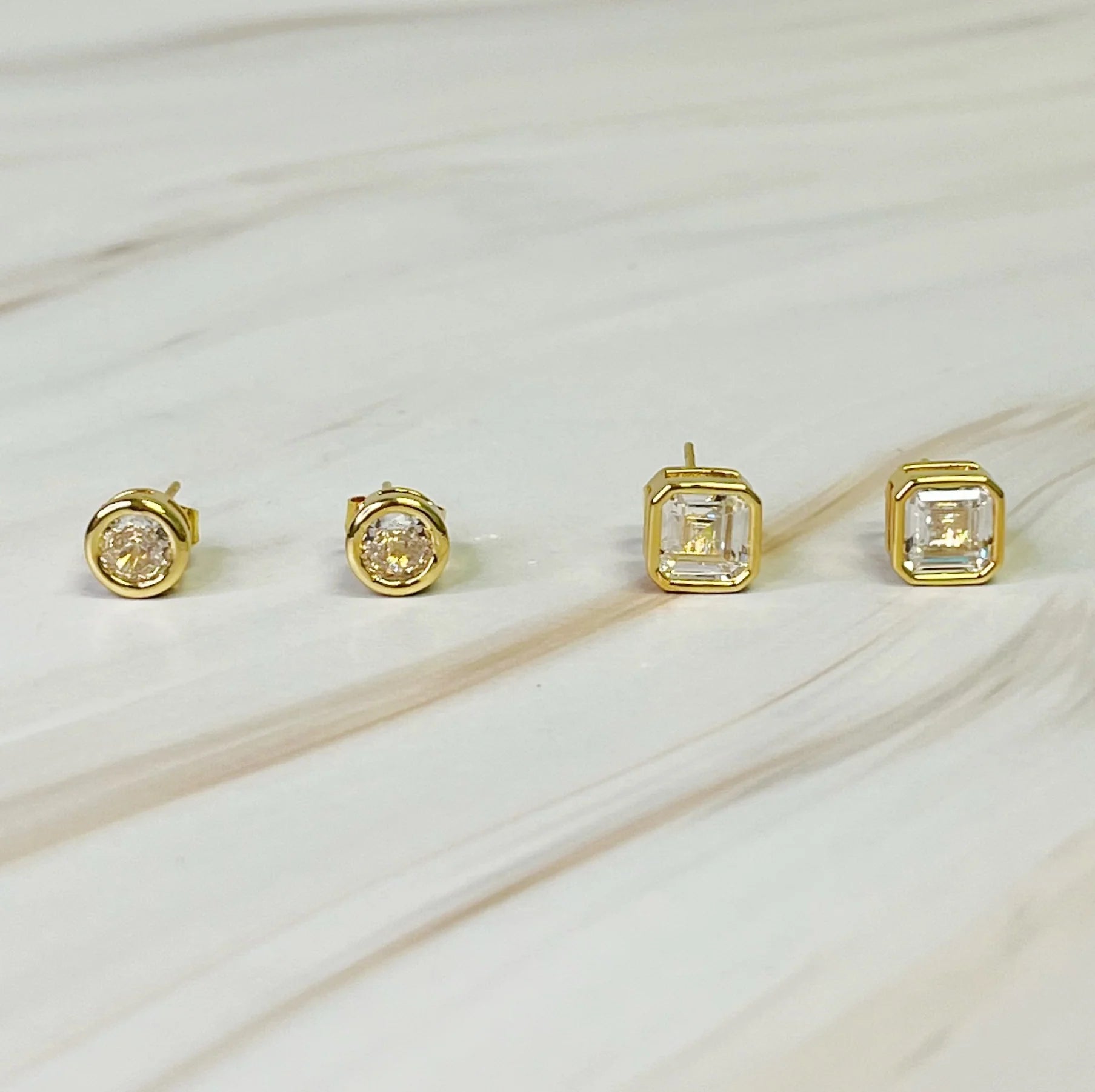 Bella Bezel Stud Earrings Set of 2