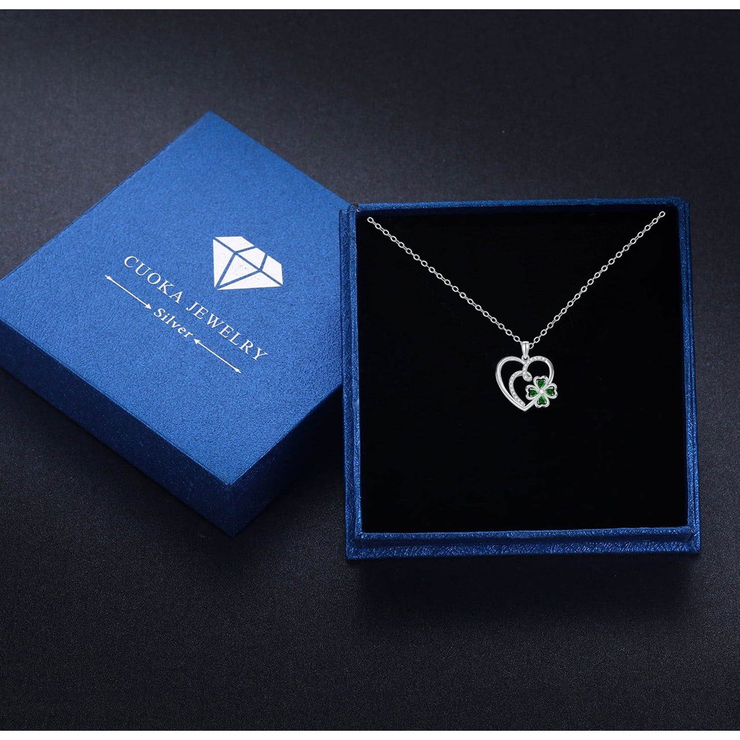 Heart Necklace for Women 925 Sterling Silver 4 Leaf Clover Pendant Necklaces for Daughter Mom Jewelry Mother’S Day Gift
