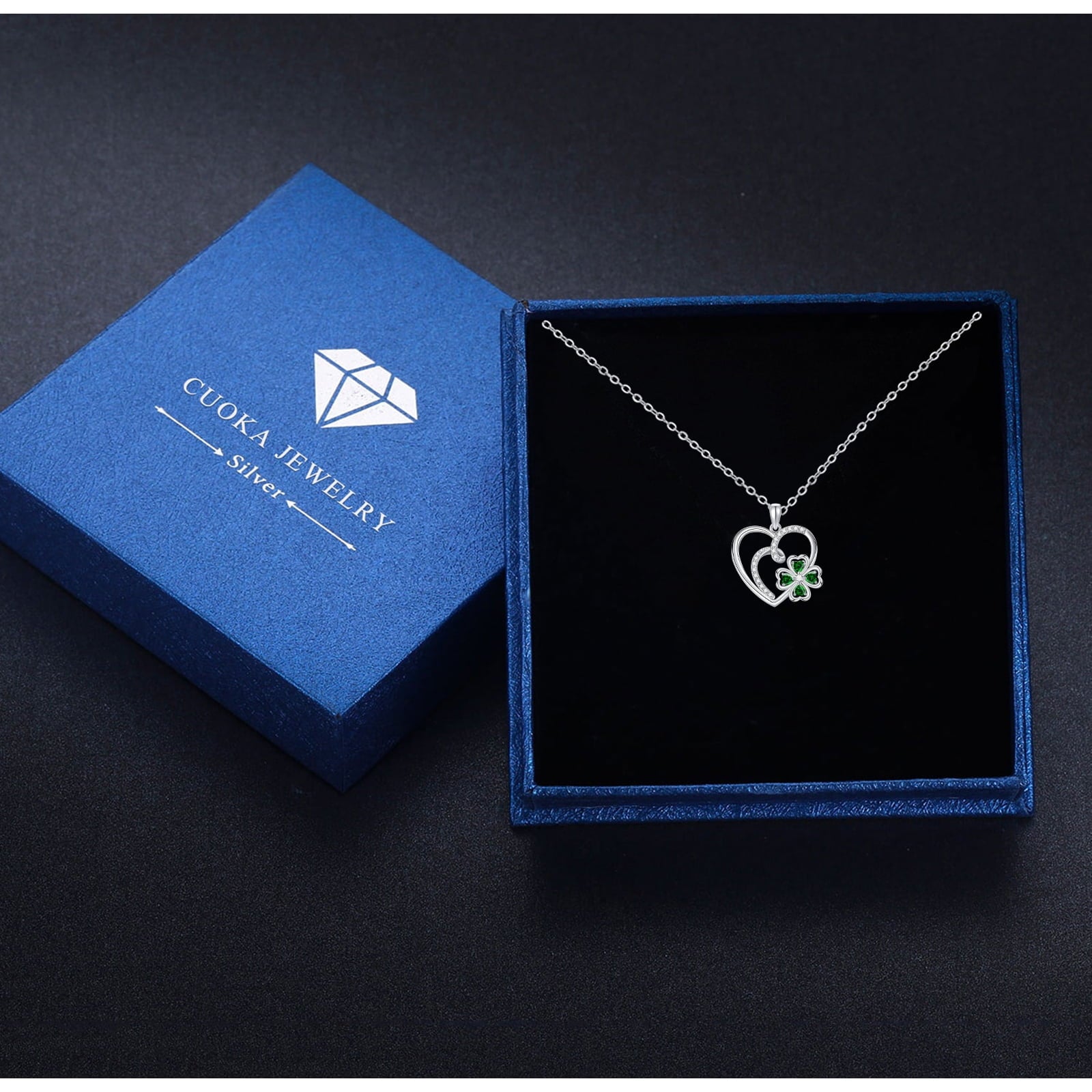 Heart Necklace for Women 925 Sterling Silver 4 Leaf Clover Pendant Necklaces for Daughter Mom Jewelry Mother’S Day Gift