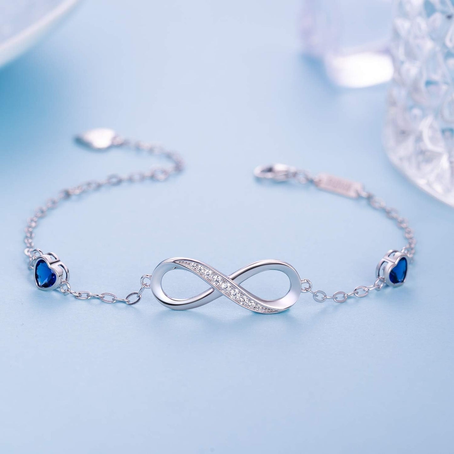 Infinity Love Bracelets for Women 925 Sterling Silver Womens Bracelet Love Symbol Charm Adjustable Bracelet Jewelry